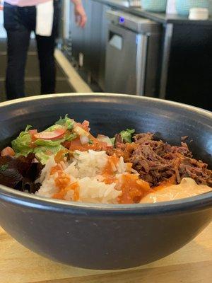 Rice bowl with carnitas!