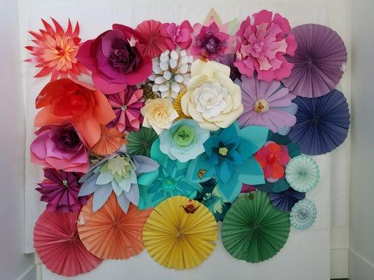 Beautiful origami flowers at entrance