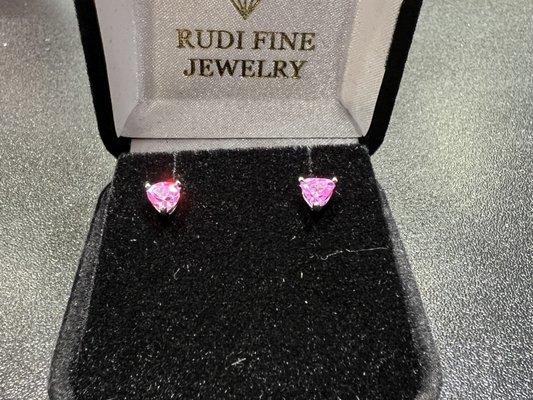 Custom pink topaz studs