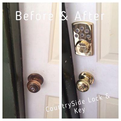 Digital deadbolt installation.