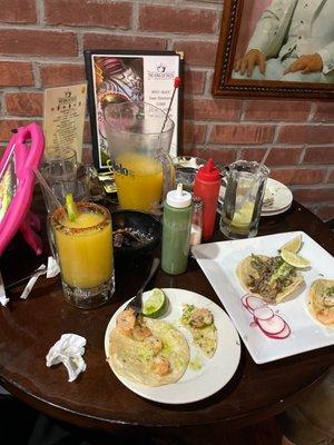 Mango Margarita Frozen shrimp tacos steak tacos