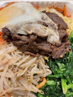 BI BIM BAP - Rice with vegetables, beef and fried egg all deliciously seasoned