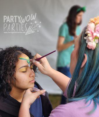 Owner and lead face paint artist, Aubrie, created a fun princess design on this young girl