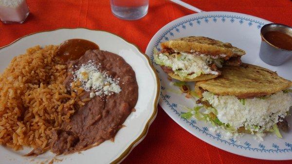 Gorditos w rice and beans. Amazing.