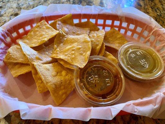 Complimentary chips and salsa but hella stale :/