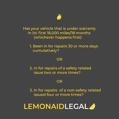 If your car falls under scenario 1 or 2 or 3, then you are driving a lemon and have rights.