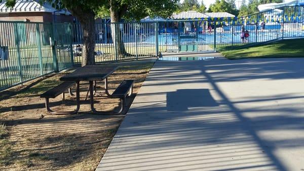 Shaded picnic table