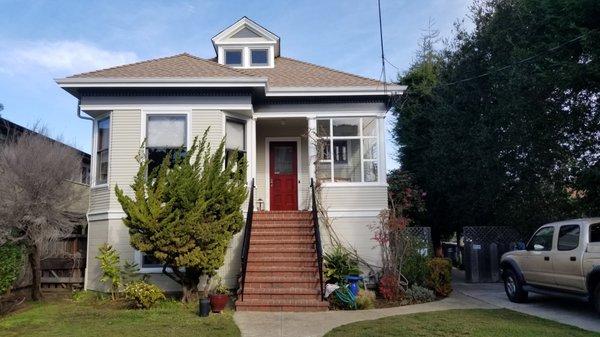 Alameda residence. Painted exterior, trim, and front door.