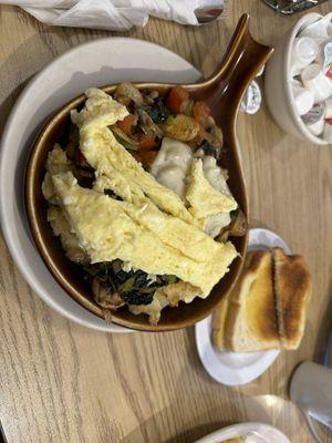 Veggie skillet with sourdough toast