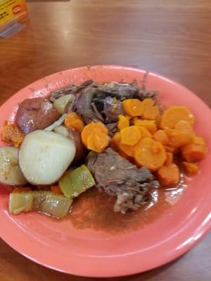 Roast beef with carrots