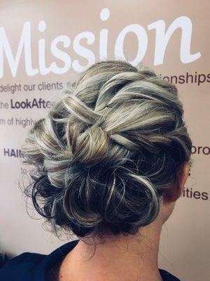 Updo on long hair.