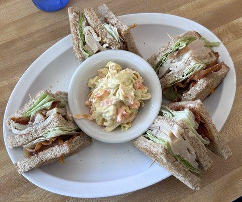 Turkey club with Cole slaw