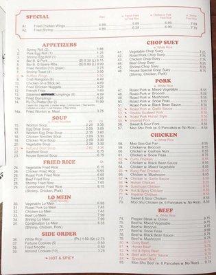 Current menu