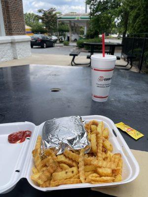 Burger and fries