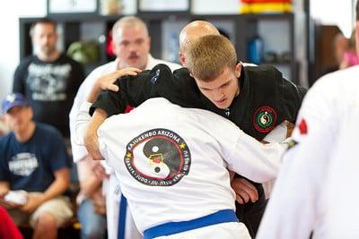 Sibak Nicholas Corder teaches alongside dad Sigung Kelly, mom Sifu Jen and brother Cameron. Here he instructs a Junior Class.