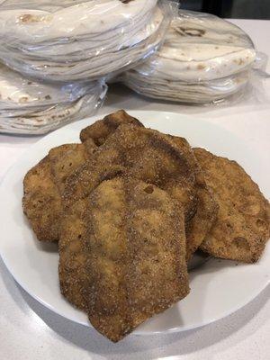 Flour tortillas & package of mini bunuelos