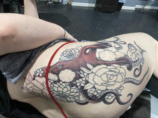 Finished line work and shaded octopus!