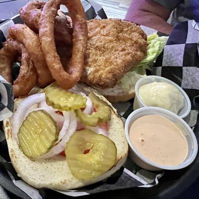 Tenderloin and onion rings with special sauce and special mayo?