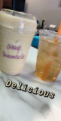 Orange Dream Shake and Mango Tea