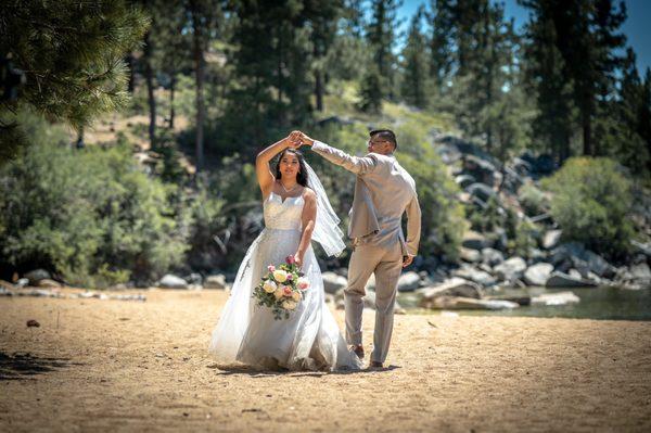 Ahimmee's wedding dress and Tux from Elegant Designs Bridal