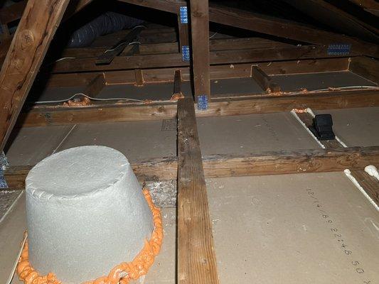 Attic is ready for insulation- after vaccuming / air sealing / rodent proofing and sanitizing