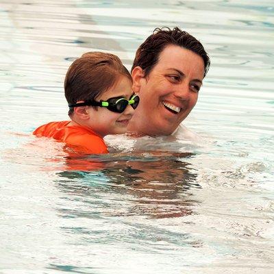 Instructor Lauren with another happy swimmer.