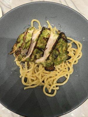 Truffled bucatini with chicken added.