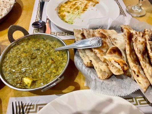 PALAK PANIR and Plain Naan Bread