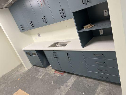 Commercial break room.  Cabinets and counter tops by CCT