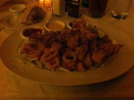 Crispy calamari with a trio of sauces