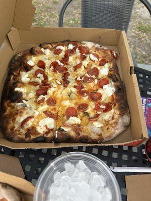 Pepperoni with ricotta cheese.