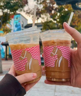 Iced Salted Maple & Iced Mocha both with oat milk