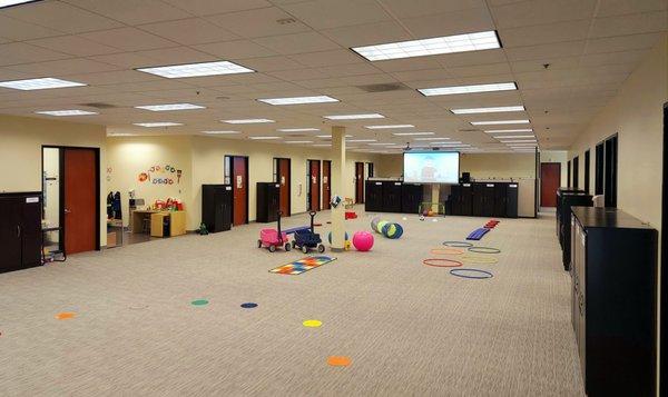 Our large center play area is designed for group activities and tailored to specific age groups.