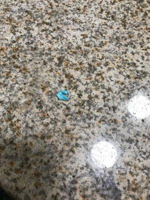 Gum left on counter.