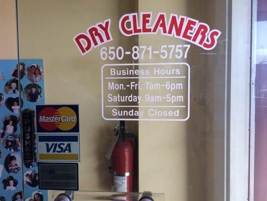 Convenient hours & location, plenty of free parking. Credit Cards accepted, not restricted to debit only like most dry cleaners.