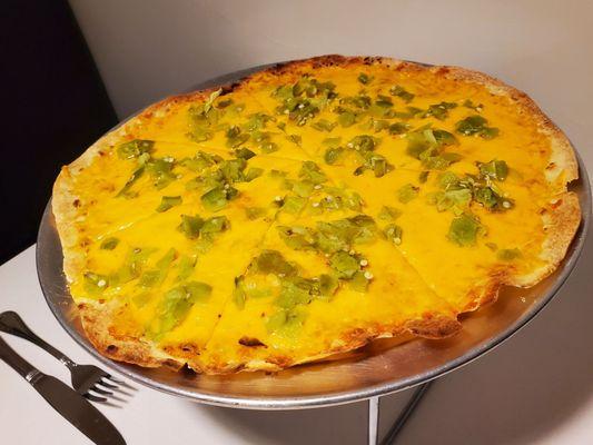 Cheese Crisp with green chiles - delicious!