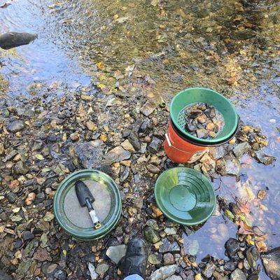 Gold panning at Hammers Hideaway in the Coker Creek