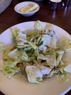 Caesar Salad with blackened chicken.