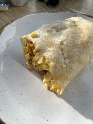 Half the breakfast burrito.