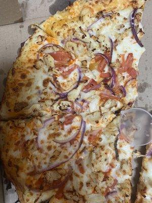 Ordered the buffalo chicken. Got the chicken bacon pizza. twice they insisted it was.  No spice.