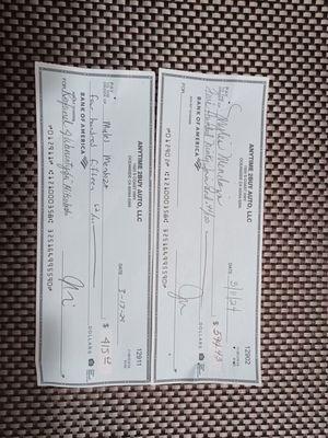 These r the 2 different checks that should of been written as 1 check