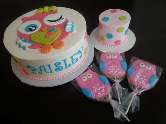 Owl Cake, Smash, & Cookie Pops