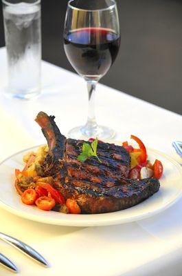 Bone in ribeye and red wine