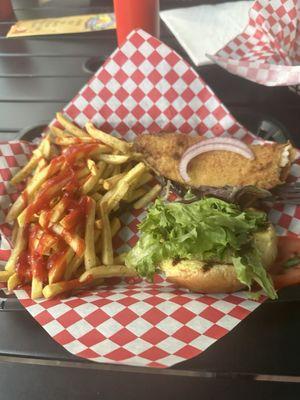 Fish sandwich with fries