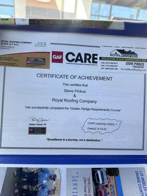 GAF Training Certificate