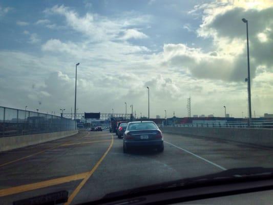 The ramp/bridge going to the tunnel