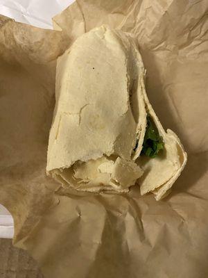 Dry, stale, crumbling wrap