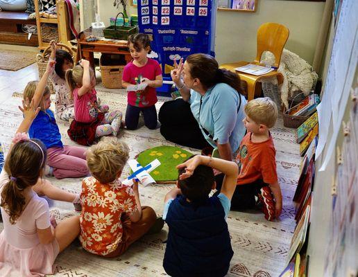 Our kindergarteners having an important discussion.