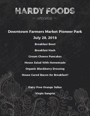 Farmers Market menu