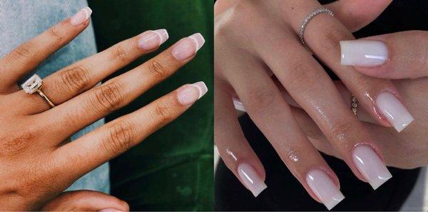 What I wanted: A mix [the French tip outline, a milky white color] **I was told to get the pink acrylic**